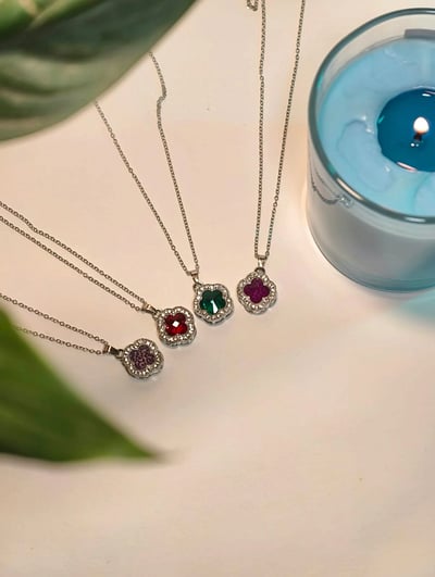 Clover Crystal Pendant Necklace