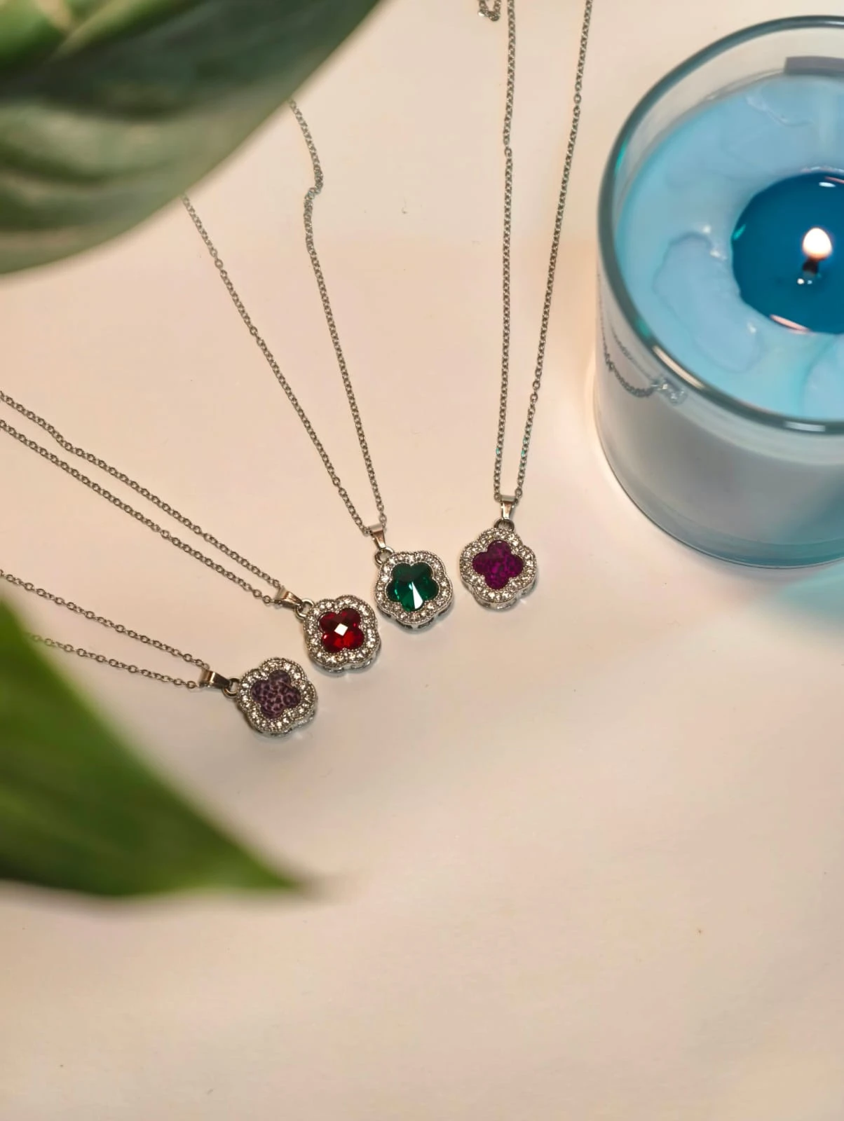 Clover Crystal Pendant Necklace